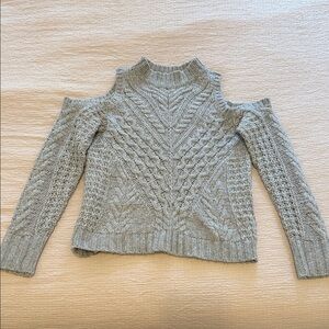 Express Light Gray Off-the-Shoulder Sweater